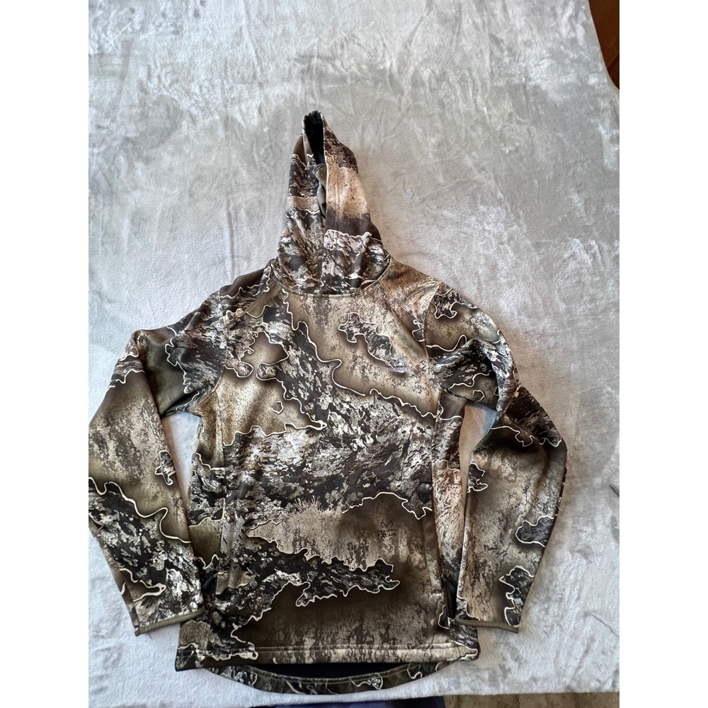 Realtree Hoodie Mens Small S Brown Camo Escape Performance Fleece Pullover